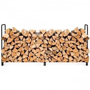 8 Feet 96.5 in. L x 14.5 in. W x 48.5 in. H Outdoor Steel Firewood Log Rack, Perfect for backyard, Easy to assemble