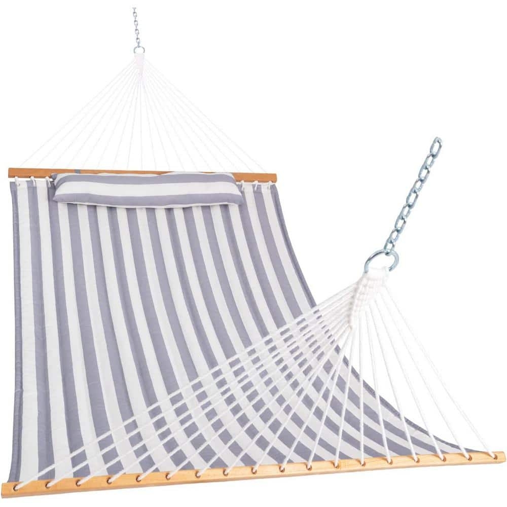 12 Ft. Quilted Fabric Hammock With Pillow, Double 2 Person Hammock ...