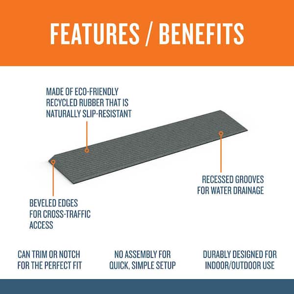 EZ-ACCESS TRANSITIONS Angled Entry Mat, Grey, 1 in. TAEMGRY01 1.0