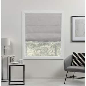 Acadia Silver Cordless Total Blackout Roman Shade 23 in. W x 64 in. L