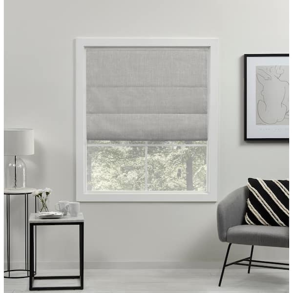 EXCLUSIVE HOME Acadia Silver Cordless Total Blackout Roman Shade 23 in ...