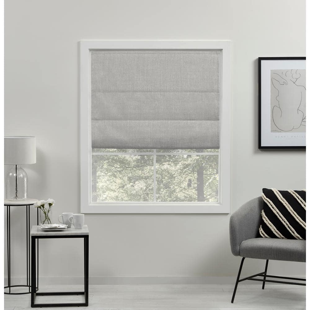 EXCLUSIVE HOME Acadia Silver Cordless Total Blackout Polyester Roman Shade  34 in. W x 64 in. L WS012478DSEHD1 049 The Home Depot