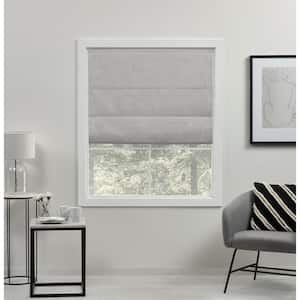 Acadia Silver Cordless Total Blackout Polyester Roman Shade 34 in. W x 64 in. L