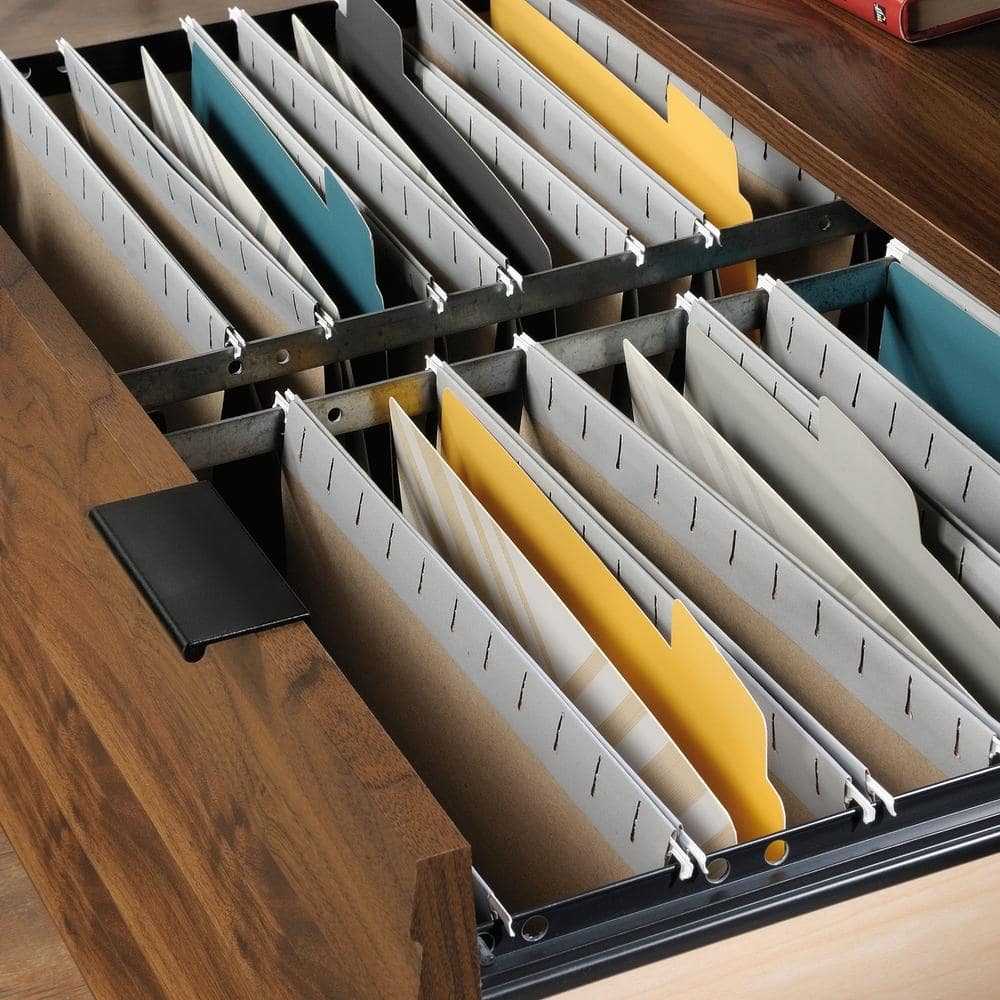 Grand Walnut 4-Drawer Lockable Lateral Filing Cabinet