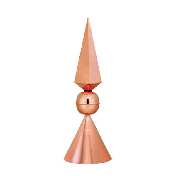 Good Directions Lancelot Finial with Round Finial Cap in Polished Copper