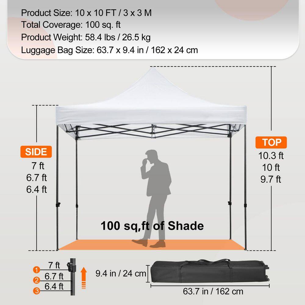 White 10 x 10 ft Outdoor Patio Gazebo Tent with PVC-Coated Polyester Top