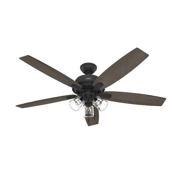 Hunter - Dondra 60 in. Indoor Matte Black Ceiling Fan with Light Kit Included