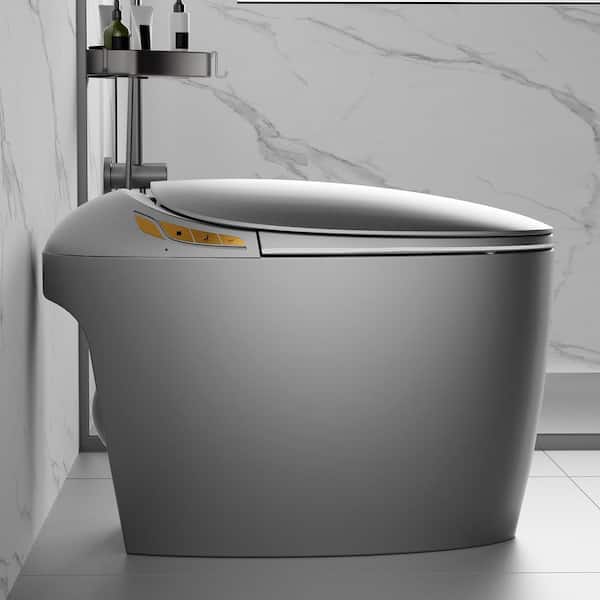 WELLFOR Pink LED Display Bidet Toilet with Auto Functions and Foot Sensor - 1.28 GPF