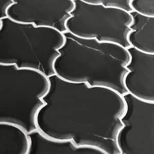 Nero Marquina Black Lantern Arabesque 6" x 6" Recycled Glass 3D Marble Looks Floor and Wall Mosaic Tile (0.25 sq.ft.)