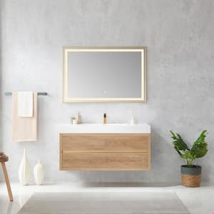 Palencia 48 in. W x 20 in. D x 23.6 in. H Bath Vanity in North American Oak with White Integral Composite Stone Top