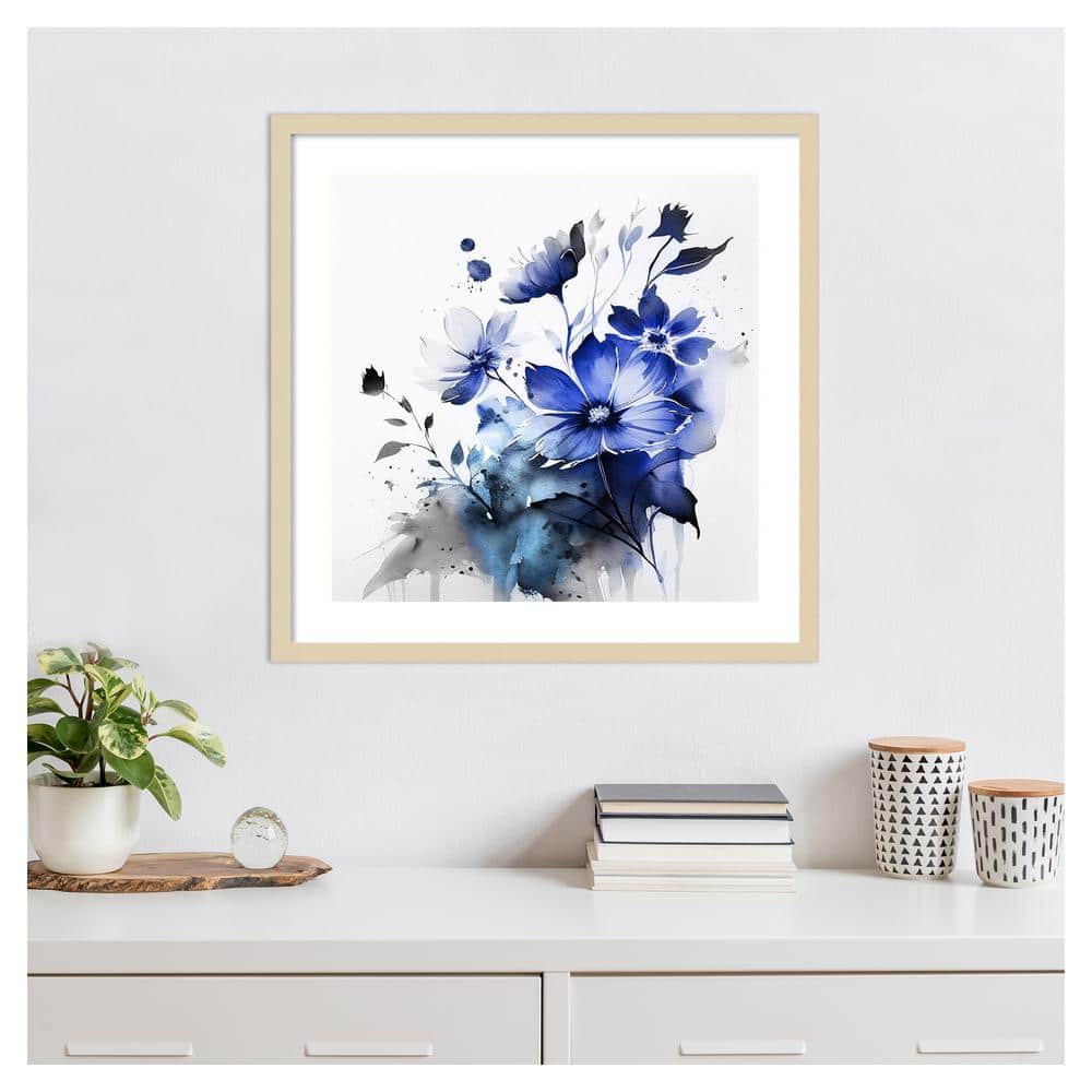 Blue Spring Floral III Abstract Expressionism Framed Wall Art