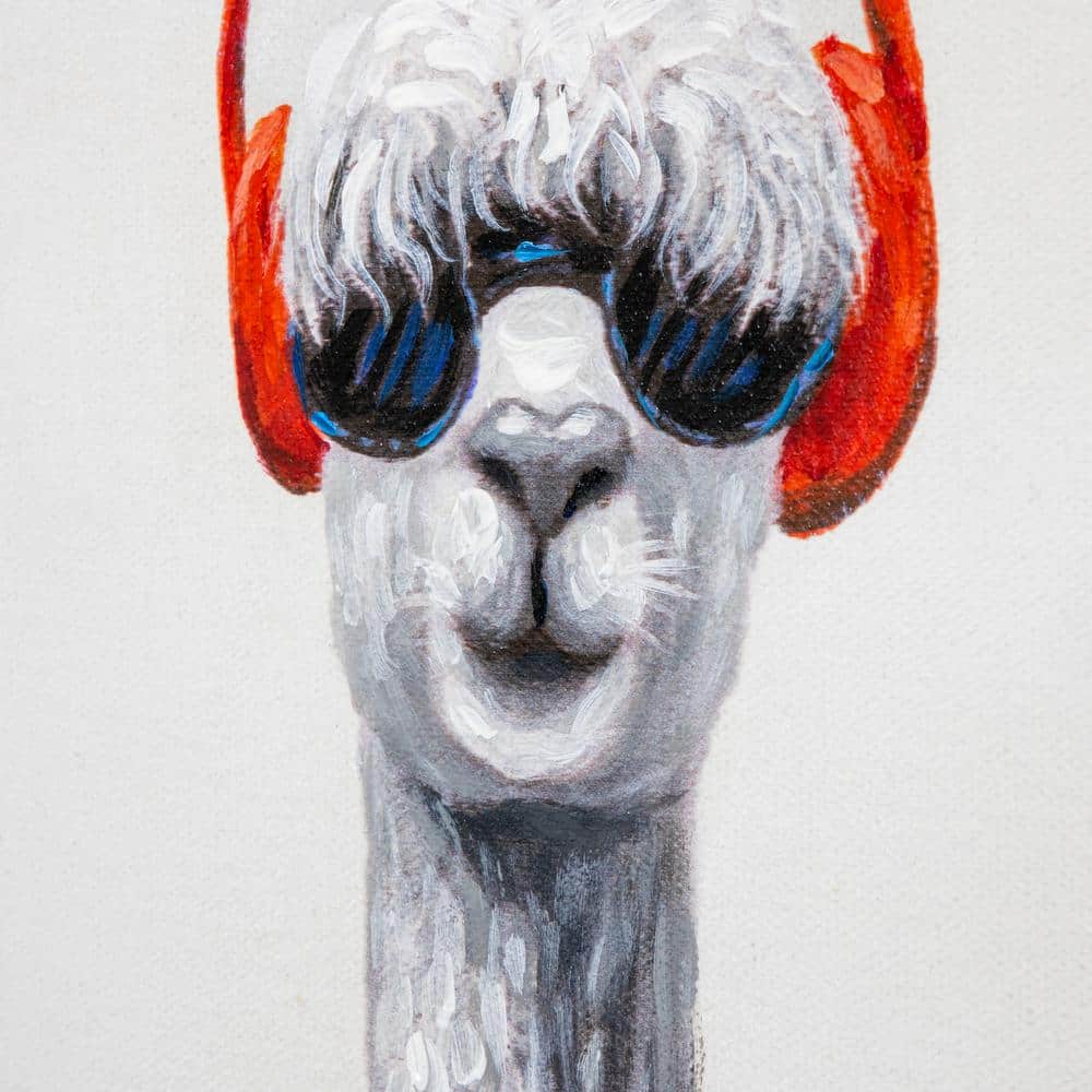 Charming Llama Playing Drums Canvas Wall Art, 20" x 20"