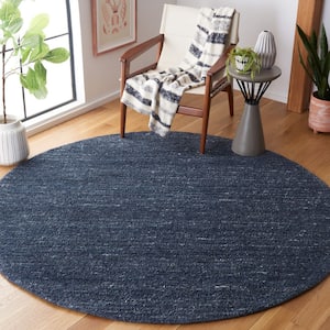 Himalaya Black/Grey 7 ft. x 7 ft. Solid Color Round Area Rug