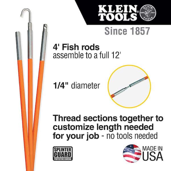 Klein Tools 12 ft. Lo-Flex Fish Rod Set 56312 - The Home Depot