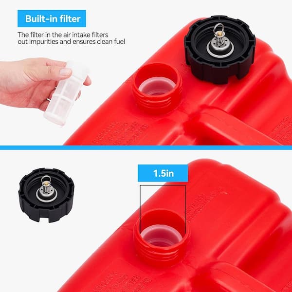 Portable Outboard Gas Can with Leak-Proof Vent Cap, 9.8 ft. Hose