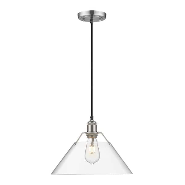 Golden Lighting Orwell 100-Watt 1-Light Pewter and Clear Glass Pendant Light