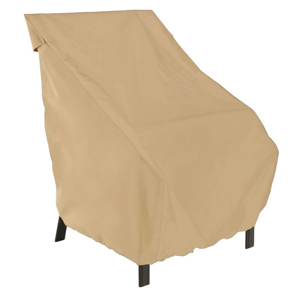 Beige Water-Resistant Patio Chair Cover with Air Vents