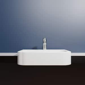 Fly 3057 21.9" Semi-Recessed Bathroom Sink in Glossy White Ceramic