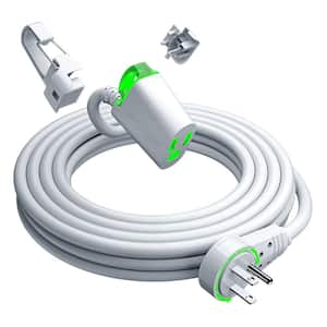 25 ft. 16/3 Light Duty Indoor Extension Cord 360° Rotating Flat Plug 1-Outlet with Handle with Hook (Lighted), White