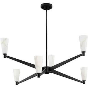 Tosca Collection 6-Light Matte Black Modern Luxe Chandelier