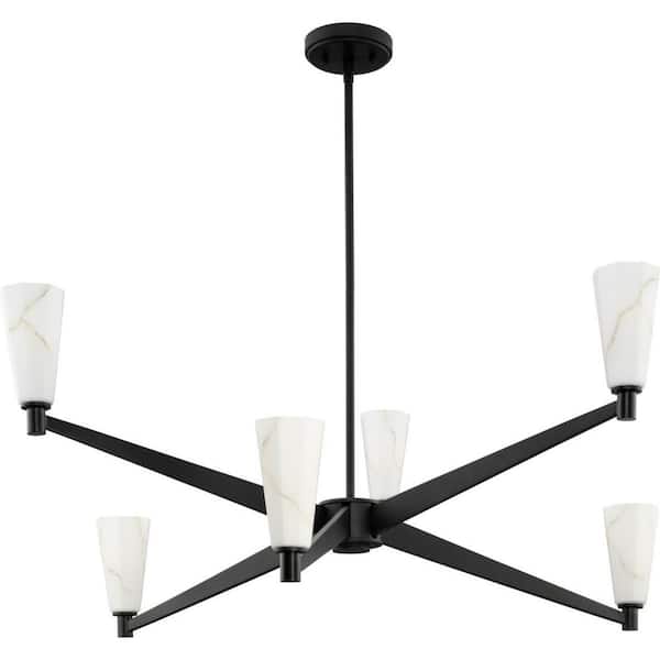 Progress Lighting Tosca Collection 6-Light Matte Black Modern Luxe Chandelier
