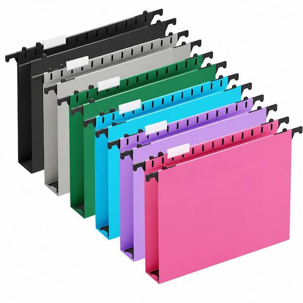 12 Pack Black Hanging File Cabinets Folder Extra Capacity Letter Size File Folder Hanging with Tab No Side