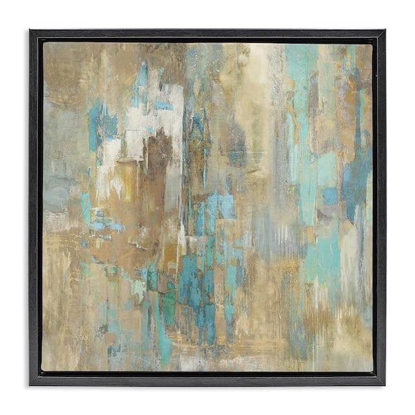 Stupell Industries Complex Abstract with Blue by Justin Turner Black Floater Frame Abstract Graphic Art Print 18 in. x 18 in.