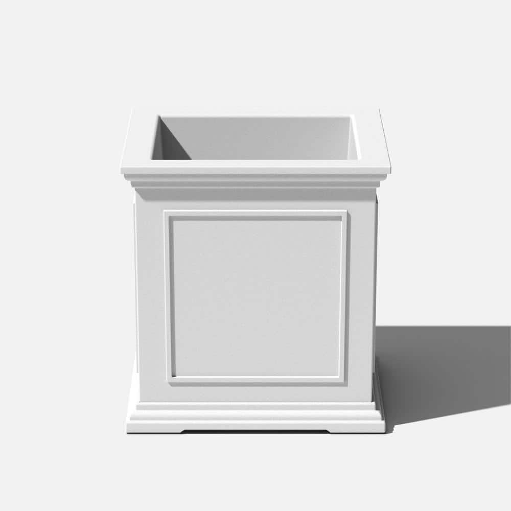 Veradek Brixton Series 20 In Cube White Plastic Planter BXVCB20W The   White Veradek Plant Pots Bxvcb20w 64 1000 