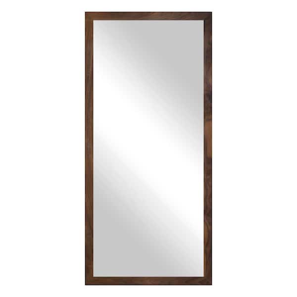 2 in Walnut Frame (30 in. W x 75 in. H) Walnut Hardwood Rectangle Wall Mirror