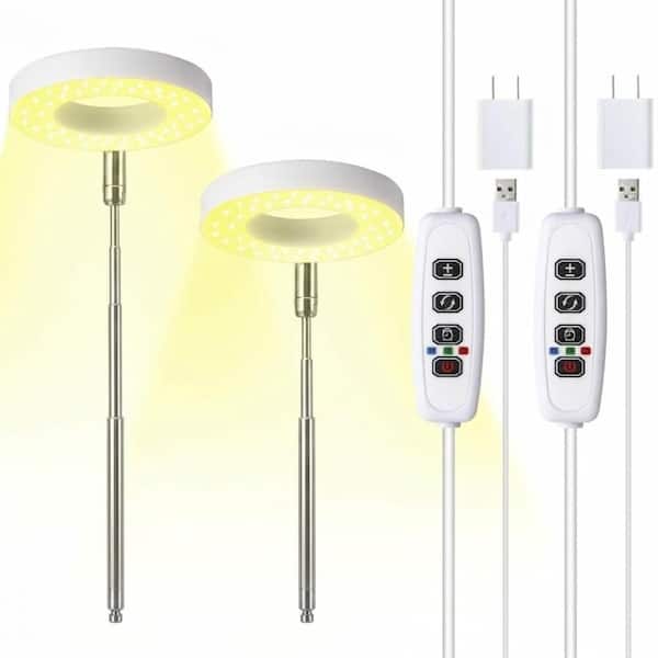 Dual Halo Ring Grow Lights for Small Plants, 96 LED Spectrum Warm White, 10 Level Dimming Timer Indoor