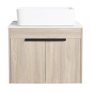 Victoria 24 in. W x 19 in. D x 24 in. H Floating Single Sink Bath Vanity in Wood with White Stone Top and Cabinet