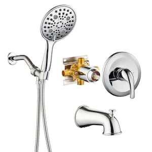 Detachable 6 in. 6-Spray Shower Head Single-Handle Round High Pressure Shower Faucet in Chrome(Valve Included)