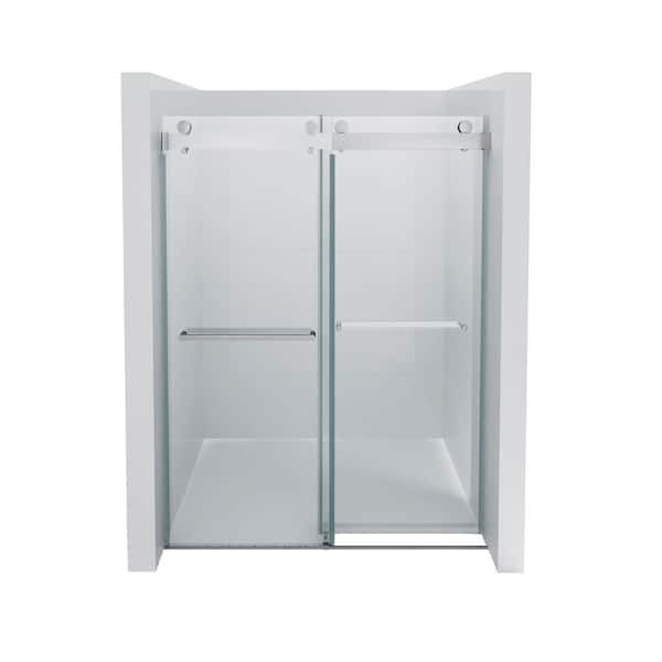 RAINLEX 68 in. to 72 in. W x 76 in. H Sliding Frameless Shower Door in Chrome Finish with Tempered Glass