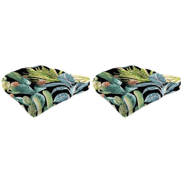 Jordan Manufacturing 18 in. L x 18 in. W x 4 in. T Outdoor Square Wicker Seat Cushion in Hatteras Ebony (2-Pack)