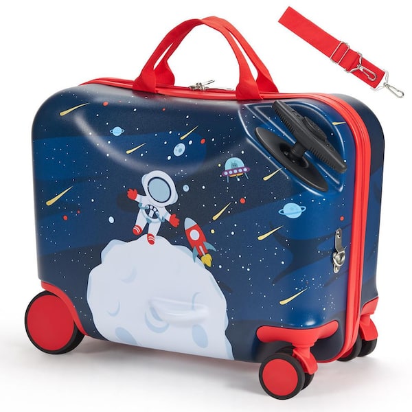 Blue,White Ride-on Luggage,26 L Capacity Tow Along Toddler Carry on Luggage,Riding Suitcase for Boys,Girls Aged 3Plus