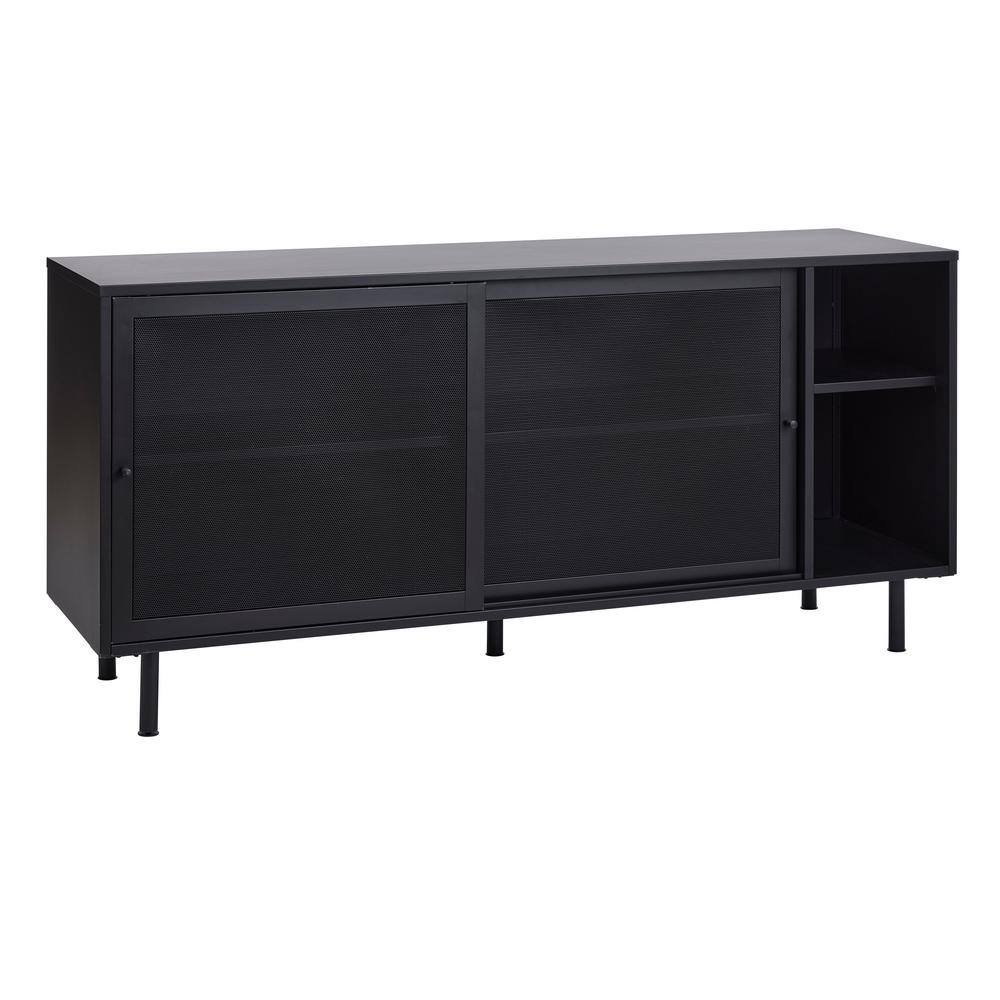 Black Metal Contemporary Sideboard with Mesh Panels