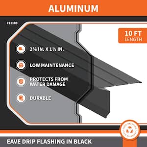 2-5/8 in. x 1-1/2 in. x 10 ft. Aluminum Eave Drip Flashing in Black