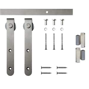 48 in. Satin Nickel Miniature Hook Sliding Barn Door Hardware for ...