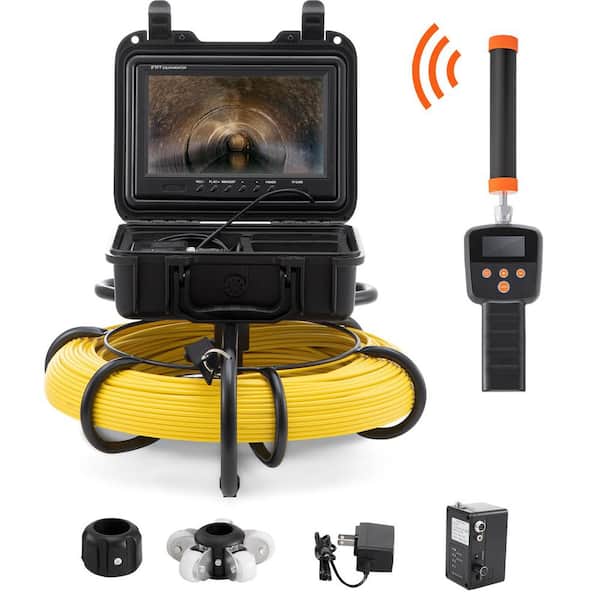 Sewer Camera with 512Hz Locator, 300 ft. /91.5 m, 9 in. Pipeline Inspection Camera with DVR Function, IP68 Camera
