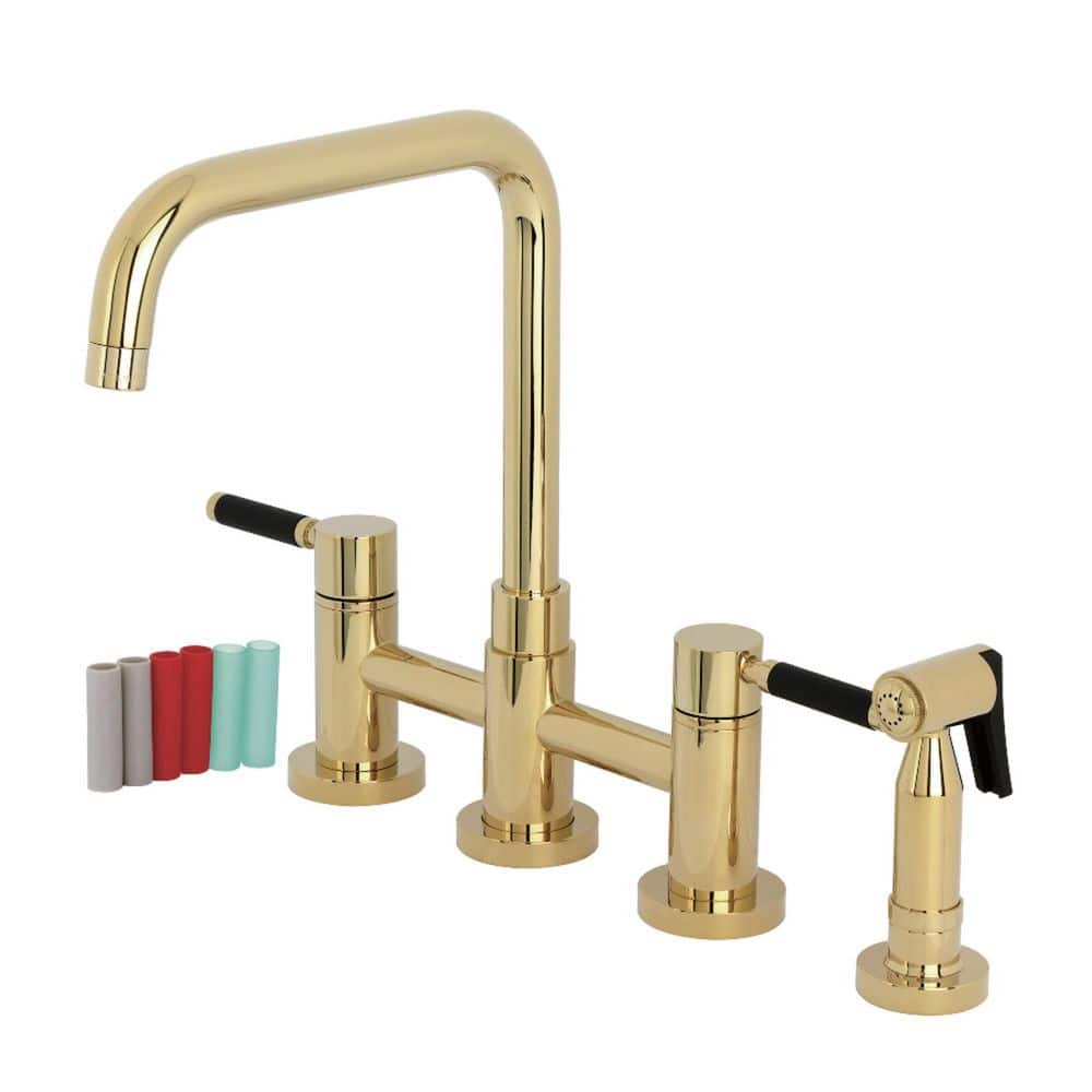 Kaiser 2-Handle Bridge Kitchen Faucet in Polished Brass price history on PriceWatchPro