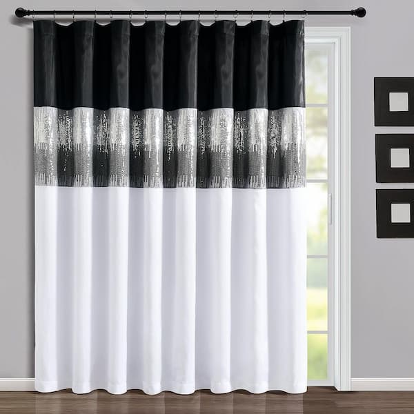 HOMEBOUTIQUE Night Sky 100 in. W x 84 in. L Window Curtain Panel in Black/White Single