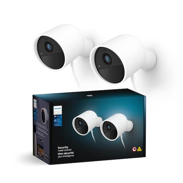 Wired Plug-in Security Camera White (2-Pack)