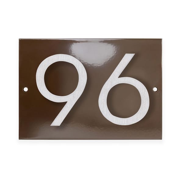 Horizontal Floating Modern Address Plaque (4 in. Numbers-2 Characters)-Roman Bronze/Brushed Aluminum