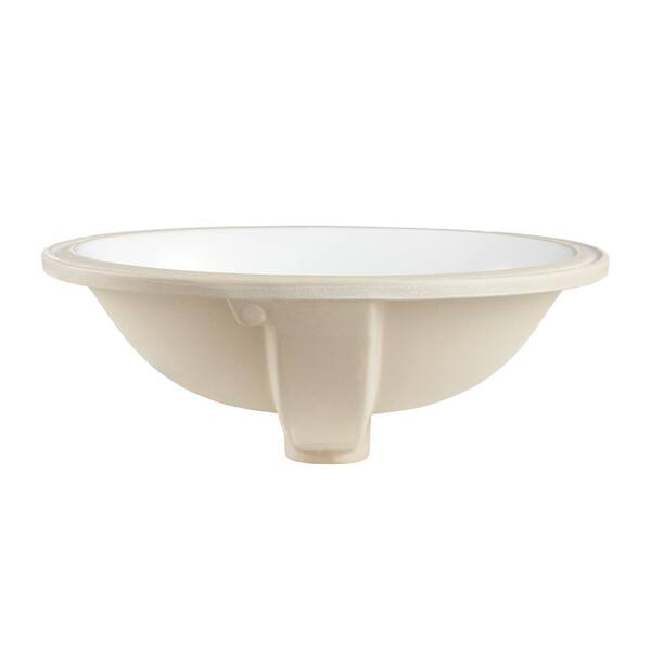 Glacier Bay Oval Undermount Bathroom Sink – 17.5” Wide, Vitreous China, White With Overflow – New