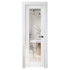 24 in. x 80 in. 1-Lite Mirrored Glass Right Handed White Solid Core MDF Prehung Door with Quick Assemble Jamb Kit