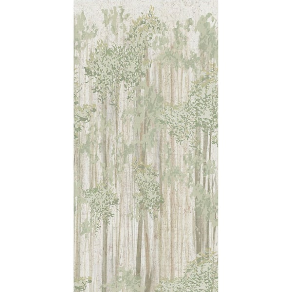 33.3 in. x 0.025 in. Green Aspen Grove Forest Non-Pasted Cork Mural