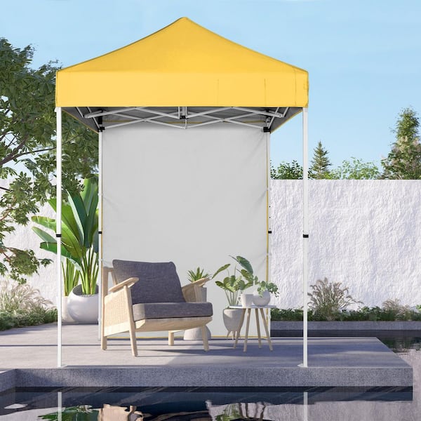 5 ft. x 5 ft. Yellow Pop Up Canopy Tent with Carry Bag, Removable Sidewall and Mesh Pocket, Instant Shelter Tent
