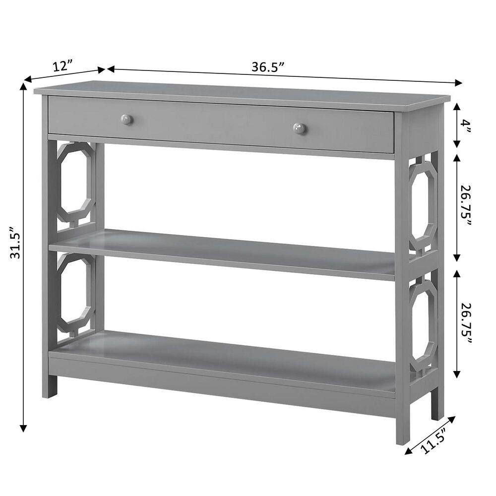 Gray Wood 40" Console Table with Storage Drawer
