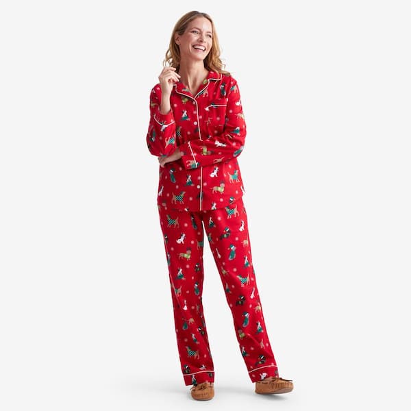 The Company Store Company Cotton Family Flannel Women's Medium Holiday Dog Pajama Set