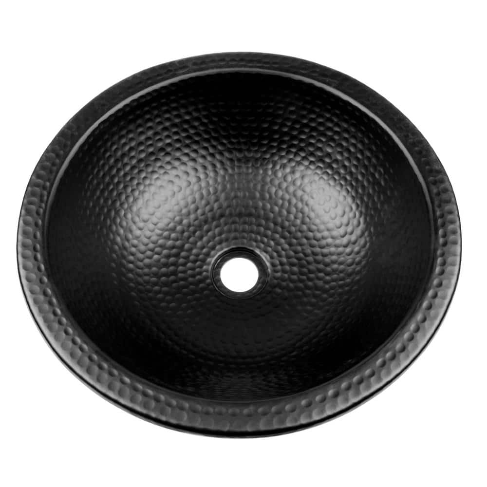 Black Hand Hammered Aluminum 16" Round Bathroom Sink